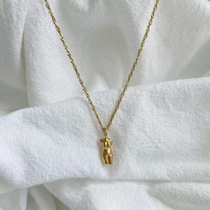 18k Gold female form sculpture body, Necklace